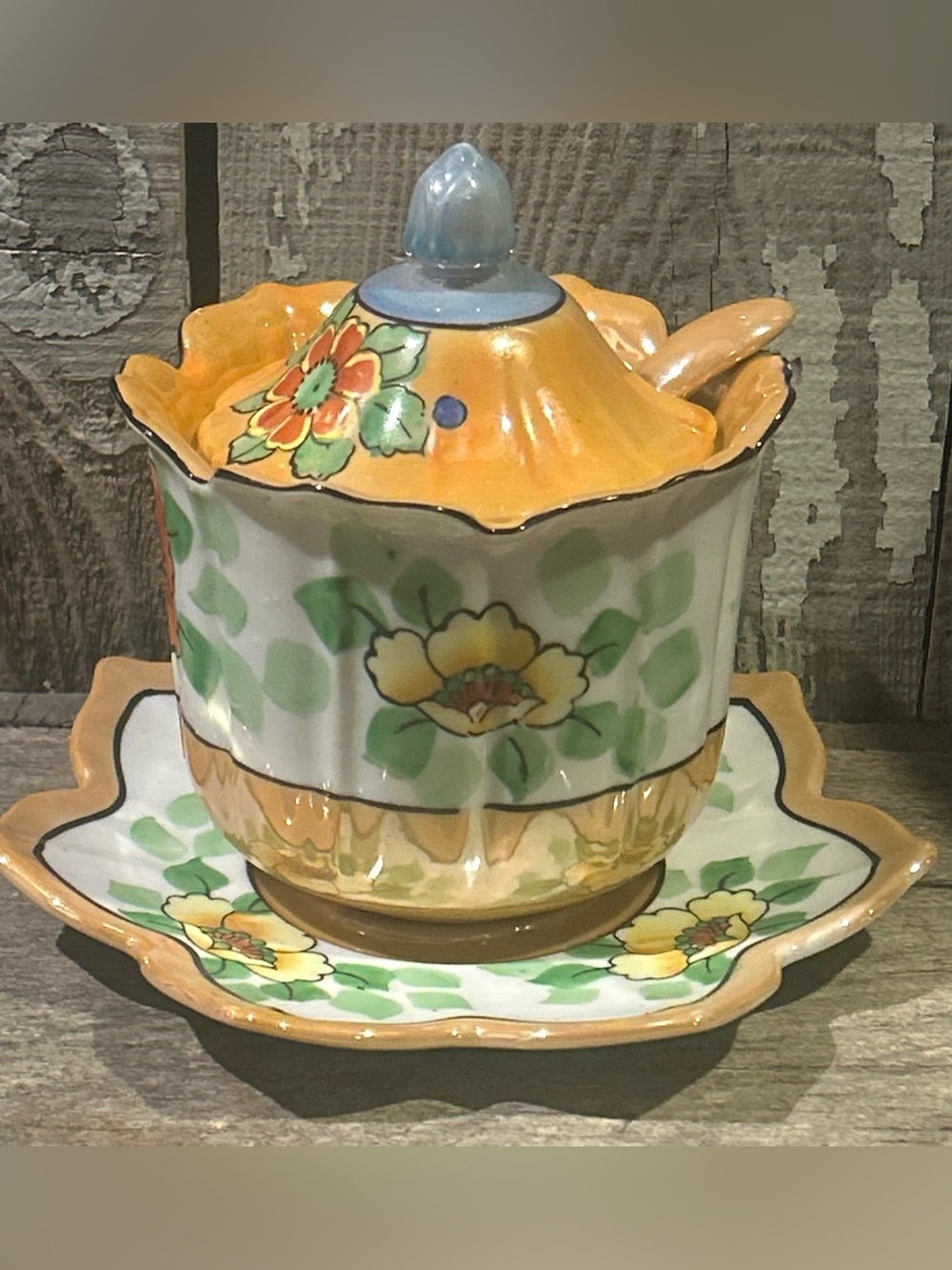 Vintage Seiei Japan 1930s Lusterware Jam Jar Set
